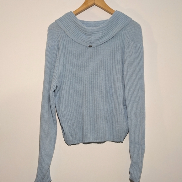 St John Sport Cropped Blue Lightweight Zip Up Jacket Cardigan Baby Blue Size M - Picture 5 of 11